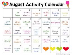 August Activity Calendar Summer Preschool Activities Kids Planner Activities