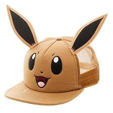 Amazon Com Pokemon Eevee Big Face Trucker Baseball Snapback Hat With Ears Clothing Pokemon Cap Pokemon Hat Pokemon Eevee