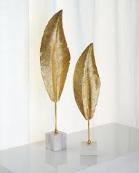 61hl John Richard Collection Tall Golden Leaf Sculpture Medium Golden Leaf Sculpture Leaf Decor Accent Decor Decor