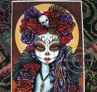 Impresiones firmadas a mano del Festival de las Flores de Calaca, Calavera  de Azúcar Mictecacihuatl y Dalia