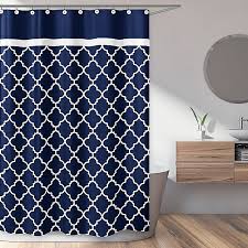 Diy waves of ruffles shower curtain tutorial. Sweet Jojo Designs Navy Blue And White Trellis Shower Curtain Bed Bath Beyond