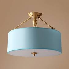 The scout collection recalls the. Blue Drum Ceiling Light 4 Lights American Rustic Fabric Semi Flush Mount Light For Living Room Beautifulhalo Com