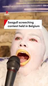 The annual seagull screeching contest has taken place in Belgium, in which  competitors dress in bird costumes, take to the microphone and squawk to  try and impress a panel of gull experts