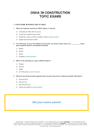 The health and safety act is out of date. Osha 30 Construction Test Answer Key Cli Saf
