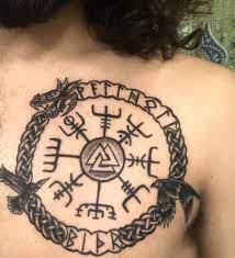 Jorgunmandr Vegvisir Huninn And Muninn Valknut Valhalla Awaits Tattoo Viking Compass Tattoo Compass Tattoo Tattoos
