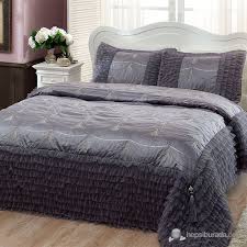 tac helen yatak ortusu cift kisilik gri fiyati taksit secenekleri yatak odasi ic mekan yatak yatak ortusu