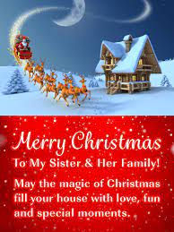 Merry Christmas Wishes For Sister Her Family Birthday Wishes And Messages By Davia Sister Christmas Merry Christmas Message Merry Christmas Family
