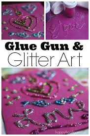 Glitter is a beautiful embellishment for any project. 3 D Art Glue Gun And Glitter Happy Hooligans