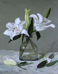 Casa Blanca Lilies In A Tequila Bottle Painting By Robert Holden