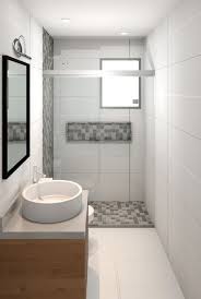 Banheiro Pequeno Com Porcelanato Branco E Nicho Em Pastilhas Banheiro Pequeno Decoracao Banheiro Pequeno Banheiros Modernos