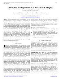 Pdf) Resource Management In Construction Project