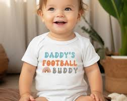 Daddy's Football Buddy Newborn Bodysuit Cute Baby Bodysuit Gift Newborn  Bodysuit New Baby Gift Retro Baby Romper Baby Bodysuit