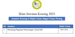 Ia sebagai wadah perbincangan dan muzakarah dua hala untuk menambah baik pencapaian umat islam pulau pinang. Jawatan Kosong Di Majlis Sukan Negeri Pulau Pinang Malaysia Job Website