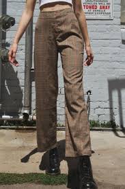 Aesthetic Black And White Plaid Pants Outfit Bottoms Clothing Plaid Pants Outfit Retro Pants Styling Wide Leg Pants