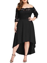 Gamiss Womens Vintage Off Shoulder Cocktail Dress Plus Size Floral Lace 3 4 Sleeves Wedding Dress S 5xl 2xl 4 Black