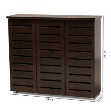 Ships free orders over $39. Baxton Studio Adalwin Modern And Contemporary 3 Door Dark Brown Wooden Entryway Shoes Storage Cabinet Interior Express