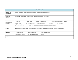 Need a customer service training manual? Training Design Document Template 1