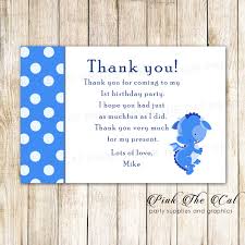 Say a guest wasn't able to attend but sent a gift in her place, write her a thank you card. Dragon Boy Birthday Baby Shower Thank You Card Blue Printable Pink The Cat