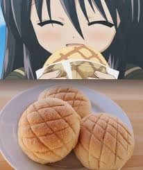 This Sweet Bun In Shakugan No Shana Is Melonpan Which Is Popular In Taiwan China And Latin America Food Wars Geek Food Japan Food