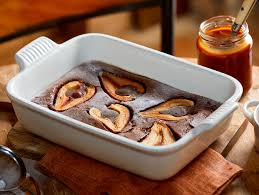 Chocolate And Pear Clafoutis With Caramel Sauce Le Creuset Uk Official In 2020 Caramel Sauce Clafoutis Pear Recipes