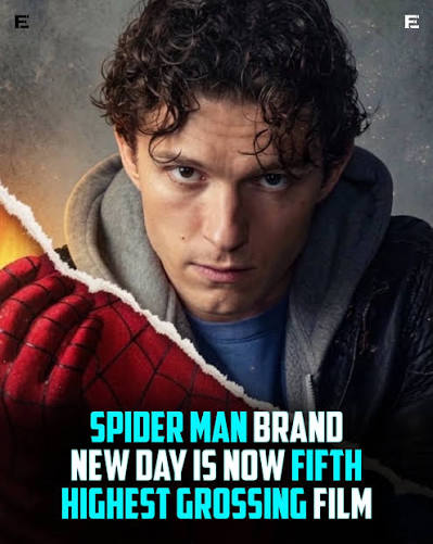 SPIDER-MAN: BRAND NEW DAY' has officially crossed $2.2 billion worldwide. It's now the 5th highest-grossing movie of all time, joining the biggest box -office hits in history. 🕷️💰 #SpiderMan #BoxOffice #Marvel