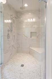Walk In Shower With Built In Corner Shower Seat And Basketweave Floor Tile In Master Bathroom Of Cust Bathroom Remodel Designs Small Bathroom Shower Floor Tile