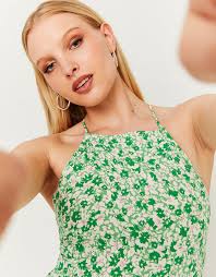 Light Long Floral Green Maxi Dress