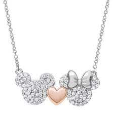 Disney C Mickey Minnie Mouse Cz Necklace In Sterling Silver Rose Gold Plated Silver Kids Jewelry Silver Jewellery Indian