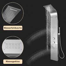 Hengda Duschpaneel Mit Led Beleuchtung Regendusche Schwalldusche Massagedüsen Und Handbrause Gebürsteter Edelstahl Wasserfall Duschsäule Set Mit