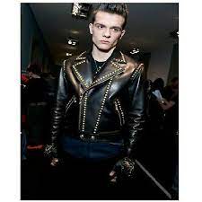 Handmade Stylish Black Color Golden Studs Premium Leather Men Brando Jacket Ebay Leather Jacket Leather Jacket Men Studded Leather Jacket