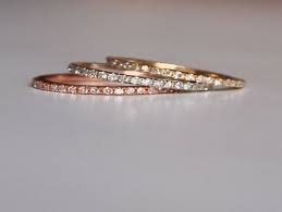 Skinny And Stackable Eternity Diamond Wedding Band 14k White Or Rose Or Yellow Gold Diamond Wedding Bands Stackable Wedding Bands Rose Gold Wedding Bands