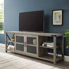 Woven Paths Farmhouse 2 Door Metal X Tv Stand For Tvs Up To 80 Grey Wash Walmart Com Living Room Tv Stand Farmhouse Tv Stand Ikea Tv Stand