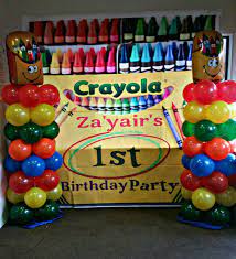 Crayola Party Backdrop Columns Crayola Birthday Party Crayon Birthday Parties Emoji Birthday Party