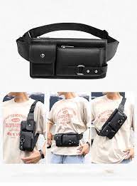 Riñoneras De Cuero Pu Para Hombre, Bolso De Cintura Para Teléfono,  Multiusos, De Viaje, A La Moda, Bandolera - Bolsos De Pecho - AliExpress