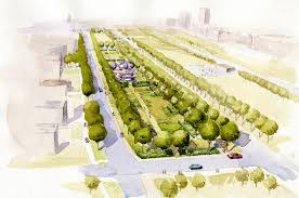Paint in watercolors 8 simple landscape designs. Midway Plaisance South Winter Garden Landscape Design