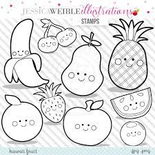 Kawaii Fruit Digital Stamps Fruit Blackline Cute Fruit Etsy Kawaii Fruit Cute Fruit Fruit Coloring Pages