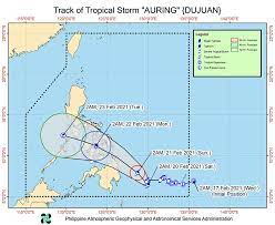 Air and water temperature, precipitation, air pressure and humidity, wind speed, magnetic field and uv. Storm Auring Slightly Weakens As It Nears Caraga Abs Cbn News