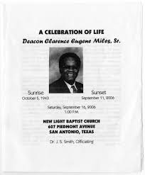 Funeral Program for Clarence Eugene Miles, Sr., September 16, 2006]