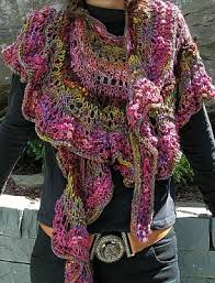 This knit dishcloth pattern would look lovely displayed in a guest bathroom or hanging up by the kitchen sink. Feather N Fan Wrap Pattern By Jane Thornley Earthfaire