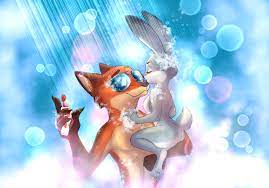 1boy blush disney female flat chest furry glasses judy hopps nick  wilde nude shower straight thewinterbunny zootopia 