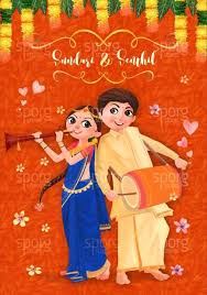 Illustrated Tamil Hindu Wedding Invitation Hindu Wedding Invitations Indian Wedding Invitation Cards Cartoon Wedding Invitations