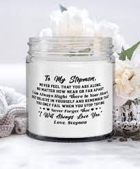 Amazon.com: Stepmom Candle, To my Stepmom, never feel that you are alone.  No matter how near or far apart I am always right there in your heart.  Love, stepson, Unique Birthday, Soy