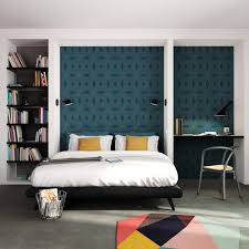 Image de la catégorie blue and golden bright vintage wallpaper with stars pattern. Et Si On Craquait Pour Une Chambre Bleu Canard