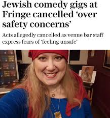 Rachel Creeger has had her Edinburgh Fringe comedy gig at the cancelled  because she Jewish. This is happening in Britain in 2025. This is  unacceptable.