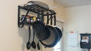 Pot Rack Pan Rack Gloss Black Garage Organizer Wall Mounted 2 Etsy Pot Rack Wall Organization Solid Wood Shelves