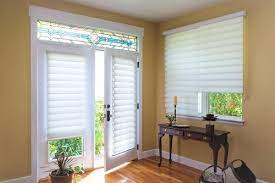 Pick shallow treatments that hang close to the door. Covering Windows On French Doors Eagle River Interiors