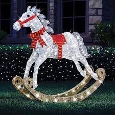 The 4 Twinkling Rocking Horse Hammacher Schlemmer Outdoor Holiday Decor Rocking Horse Outdoor Christmas Decorations