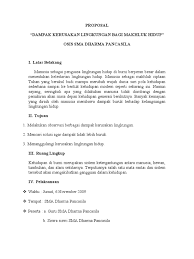 Meda aji saputro d200140266 /2014 fiki candra setiyawan d600140011 /2014. Proposal Dampak Kerusakan Lingkungan Bagi Makhluk Hidup Osis Sma Dharma Pancasila