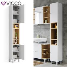 Hochschrank bad holz 55 breit : Vicco Badschrank Aquis Weiss Eiche 200 Cm Kaufland De