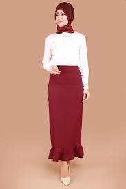 M S M Firfirli Kalem Etek Msm51040 Bordo Etek Moda Stilleri Afrika Elbise